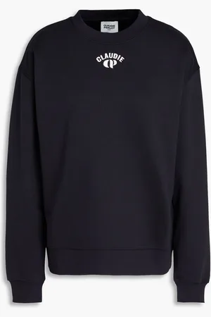 Claudie Pierlot Embroidered French cotton-terry sweatshirt - Blue - 2