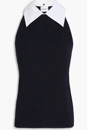 Claudie Pierlot Myssa poplin-trimmed stretch-knit top - Blue - L