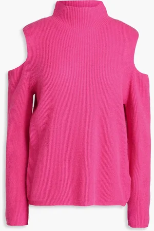 Maje Cutout ribbed cashmere turtleneck sweater - Pink - 0