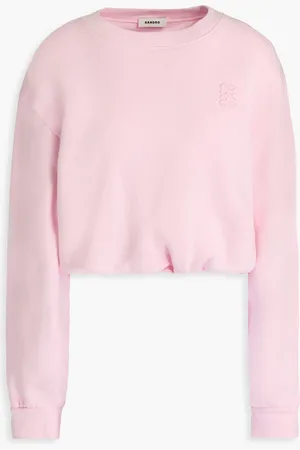 Sandro Cropped cotton-fleece sweatshirt - Pink - 4