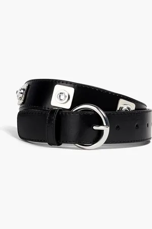 Sandro Crystal-embellished leather belt - - 3
