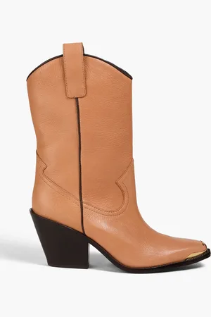 Tory Burch Pebbled-leather cowboy boots - Brown - US 6