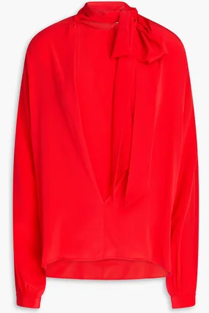 Victoria Beckham Pussy-bow silk crepe de chine blouse - Red - UK 12