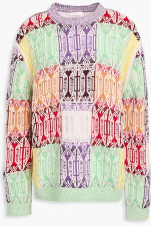 Chloé Intarsia cashmere and wool-blend sweater - - M
