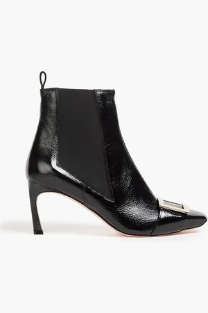Roger Vivier Buckle-embellished textured-leather Chelsea boots - - EU 34.5