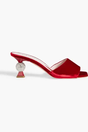 Roger Vivier Mariene Strass velvet mules - Burgundy - EU 36.5