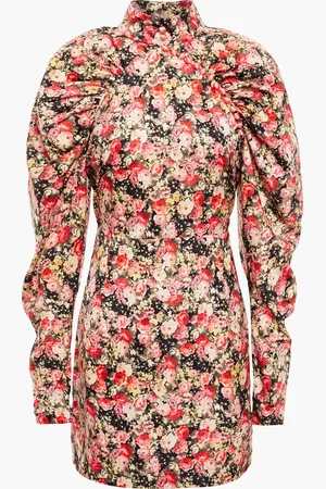 ROTATE Kim gathered floral-print satin mini dress - - DE 42