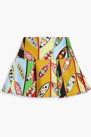 Puccini Pleated printed silk-twill mini skirt - - IT 40