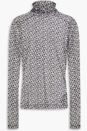 Maje Printed mesh turtleneck top - - 3