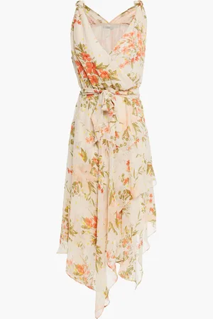 Joie Pharrah wrap-effect metallic floral-print silk-blend chiffon dress - Pink - XXS