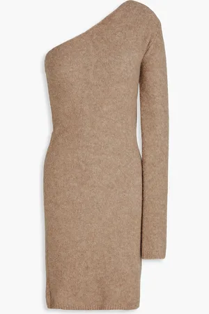 Lisa Yang Alaia one-sleeve bouclé-knit cashmere mini dress - Neutral - 1