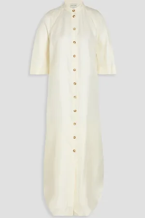 Loulou Studio Durion belted silk-twill midi shirt dress - White - XS