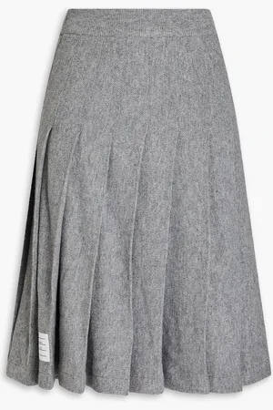 Thom Browne Pleated cashmere-piqué skirt - - IT 38