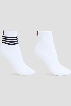 Thom Browne Ribbed striped cotton-blend socks - - ONESIZE
