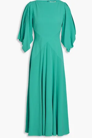 Roksanda Cold-shoulder draped crepe midi dress - Green - UK 8