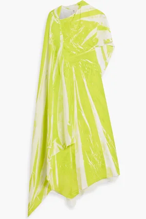 Roksanda Pascale cape-effect printed taffeta midi dress - Yellow - UK 6