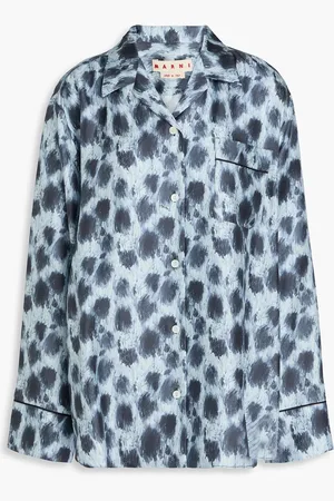 Marni Printed silk-twill shirt - Blue - IT 38