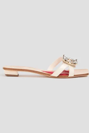 Roger Vivier Crystal-embellished leather mules - White - EU 34.5