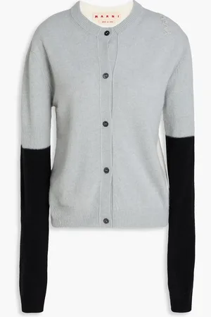 Marni Color-block wool and cashmere-blend cardigan - Gray - IT 38