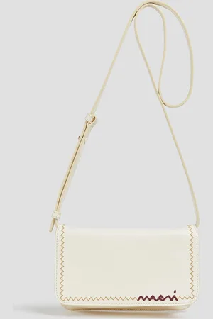 Marni Embroidered pebbled-leather cross-body bag - White - OneSize