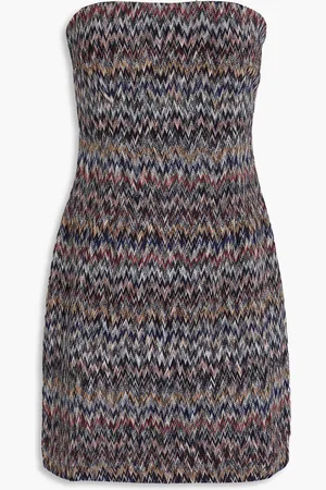 Missoni Strapless metallic crochet-knit mini dress - Blue - IT 44