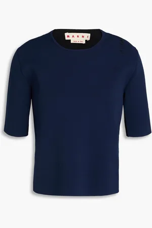 Marni Two-tone knit-paneled wool and cashmere-blend top - Blue - IT 42