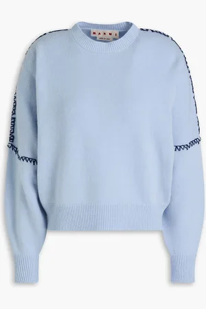 Marni Embroidered wool and cashmere-blend sweater - Blue - IT 48
