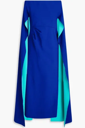 Roksanda Off-the-shoulder two-tone crepe midi dress - Blue - UK 10