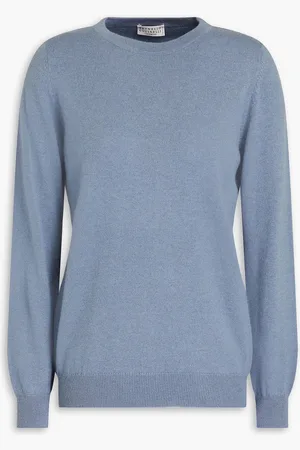 Brunello Cucinelli Bead-embellished cashmere sweater - Blue - 3XL
