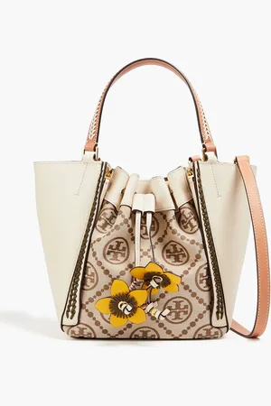Tory Burch McGraw jacquard and leather tote - Neutral - OneSize