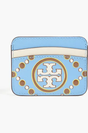Tory Burch Logo-print leather cardholder - Blue - OneSize