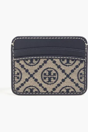 Tory Burch T Monogram jacquard and leather cardholder - Blue - OneSize
