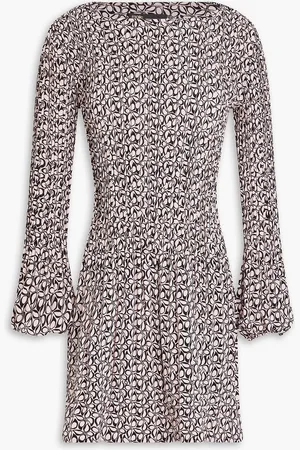 Maje Pleated printed twill mini dress - Pink - FR 42