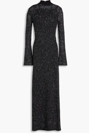 Maje Embellished metallic open-knit maxi dress - - FR 38