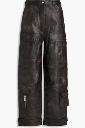 REMAIN Birger Christensen Burnished leather cargo pants - Brown - DE 32