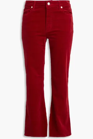 Frame Le Crop Mini cotton-blend corduroy bootcut pants - Burgundy - 24