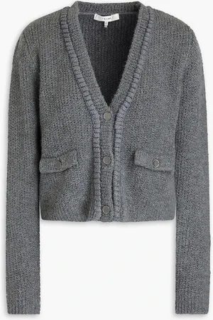 Frame Bouclé-knit wool-blend cardigan - Gray - L