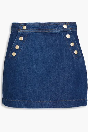 Frame Sailor snap-detailed denim mini skirt - Blue - 26
