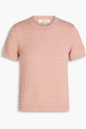 Frame Jacquard-knit silk-blend sweater - Pink - S