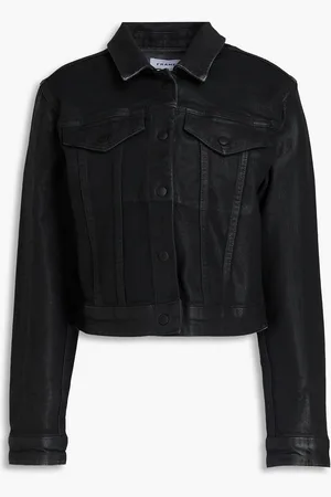 Frame Cropped coated denim jacket - - M