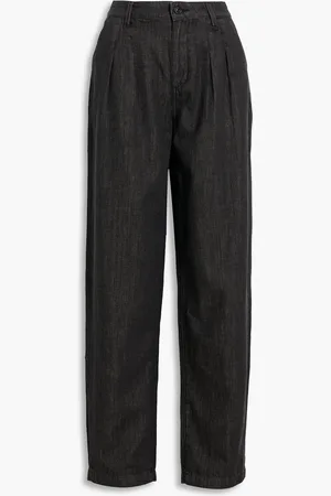 Paige Bella pleated high-rise tapered jeans - Gray - 28