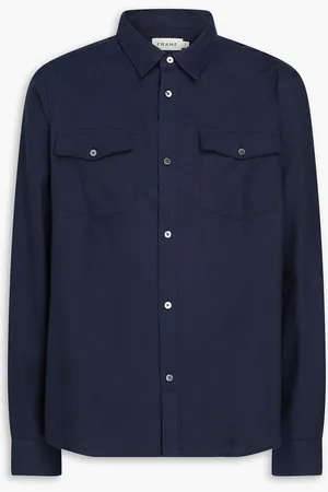 Frame Cotton and merino wool-blend shirt - Blue - S
