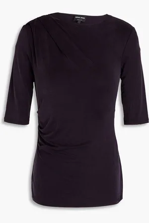 Giorgio Armani Draped cupro-blend jersey top - Purple - IT 48