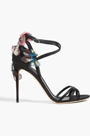 Dolce & Gabbana Floral-appliquéd satin sandals - - EU 39