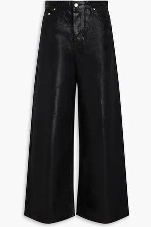 Ganni Coated high-rise wide-leg jeans - - 27
