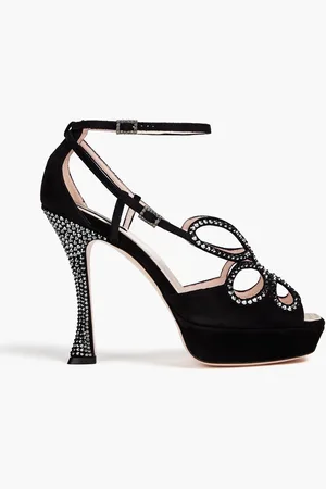 Roger Vivier Crystal-emellished suede sandals - - EU 36