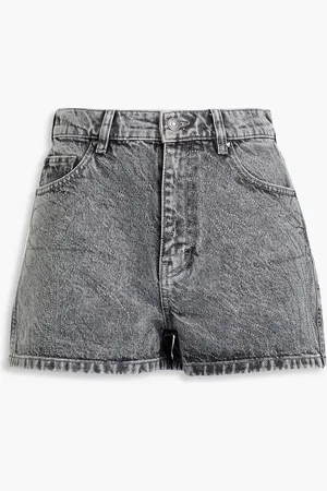 ROTATE Crystal-embellished denim shorts - Gray - 33