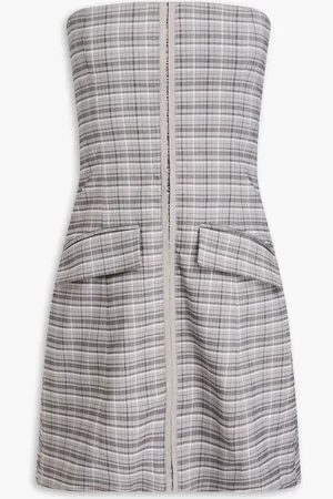 ROTATE Strapless checked twill mini dress - - DE 36