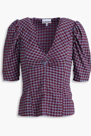 Ganni Gingham seersucker top - - DE 32