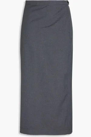 REMAIN Birger Christensen Twill midi pencil skirt - Gray - DE 38